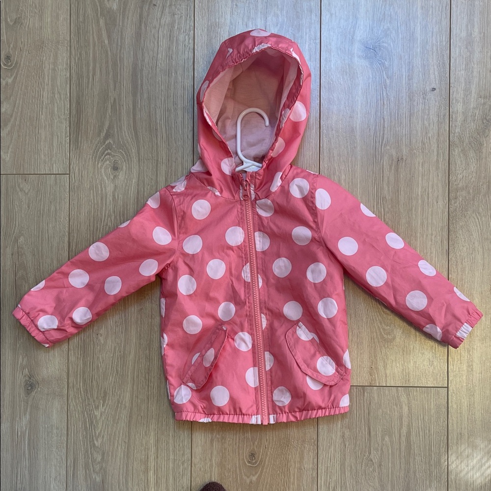 Carter's Pink and White Polka Dot Rain Jacket